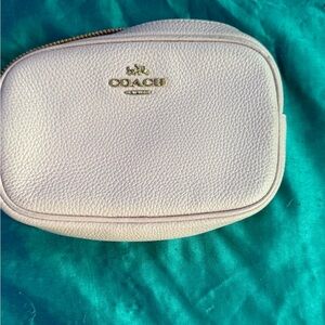 Coach Cream Leather Cosmetic Bag